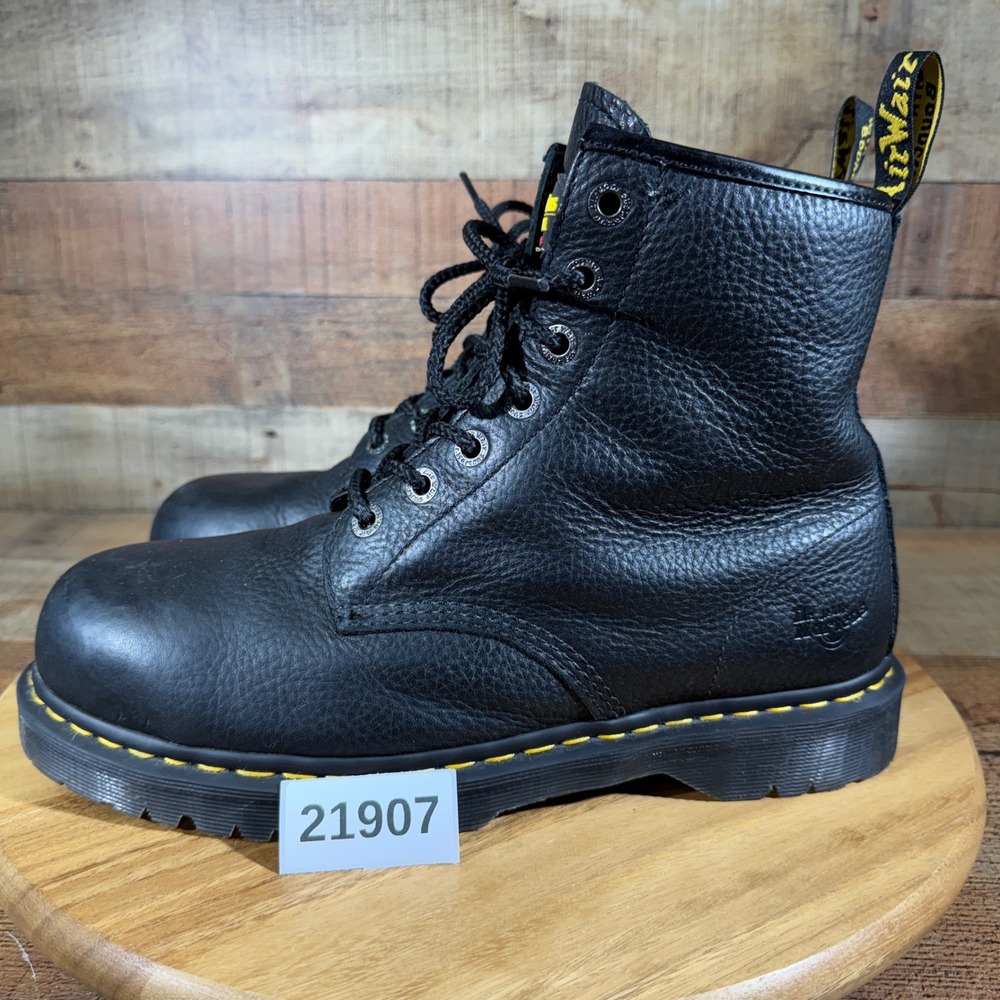 Dr. Martens Boots Mens 12 Black Industrial Steel Toe Safety Work Leather 21907